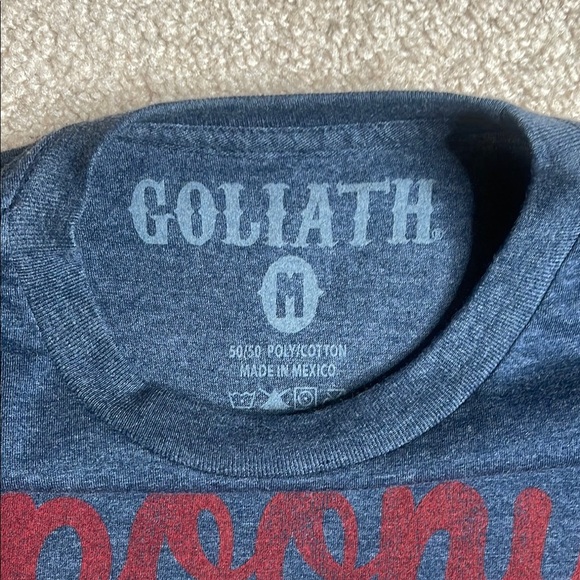 Heather Navy Blue Short Sleeve Tee with Red Graphic - Picture 2 of 4